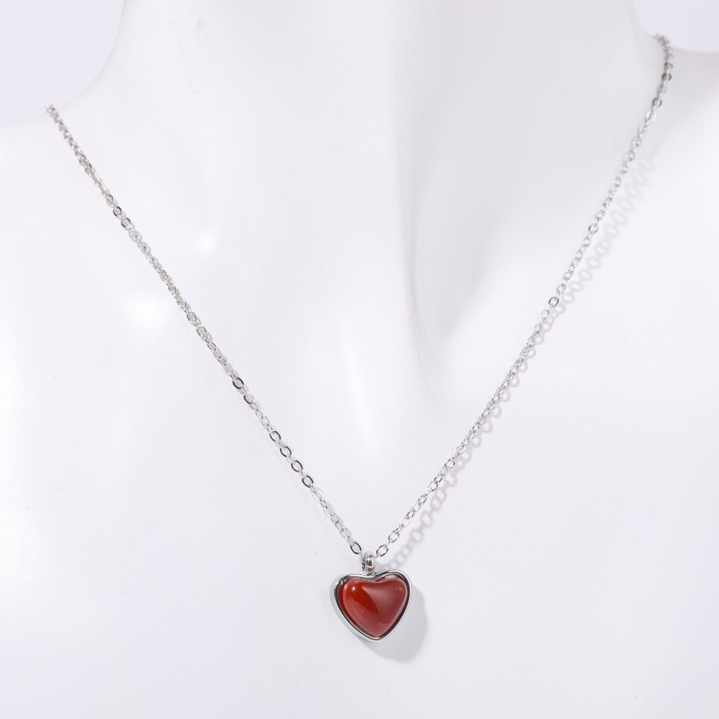 Carnelian Stone Heart Necklace