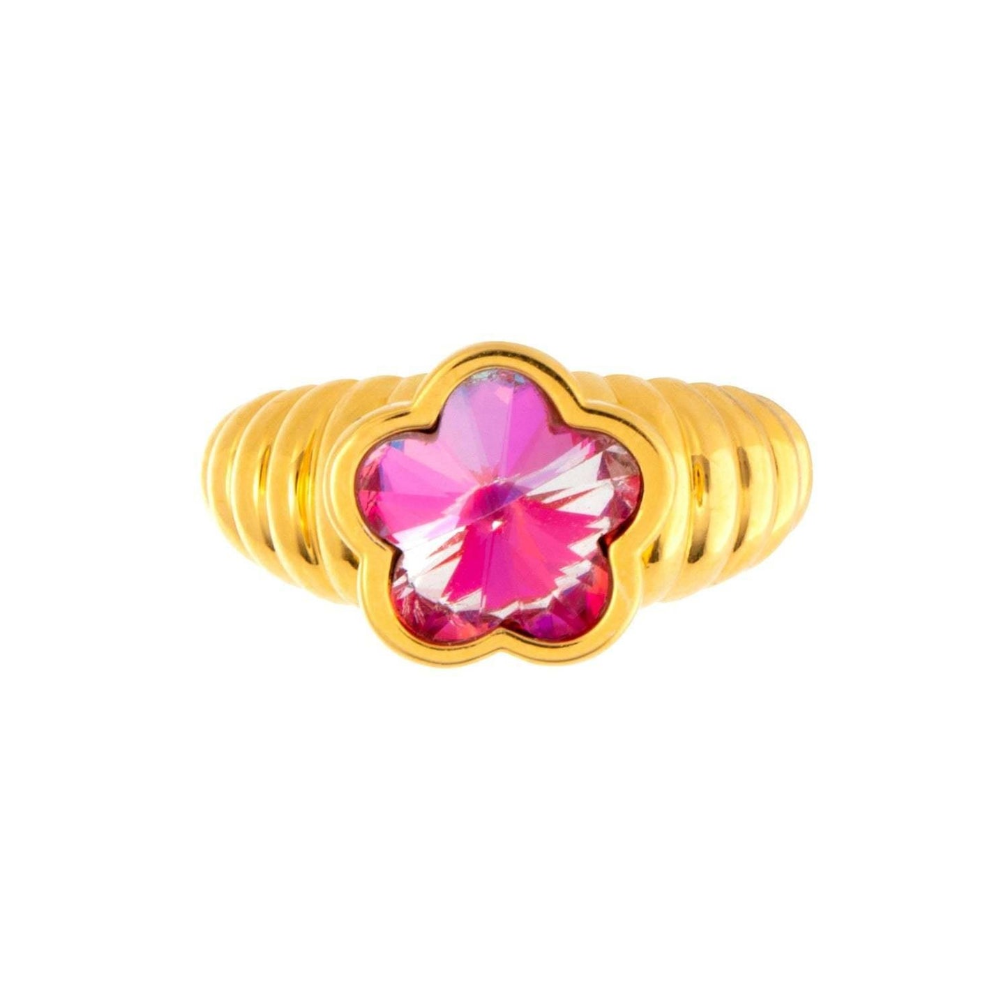 Heart Butterfly Flower Opal Rainbow Stone Ring