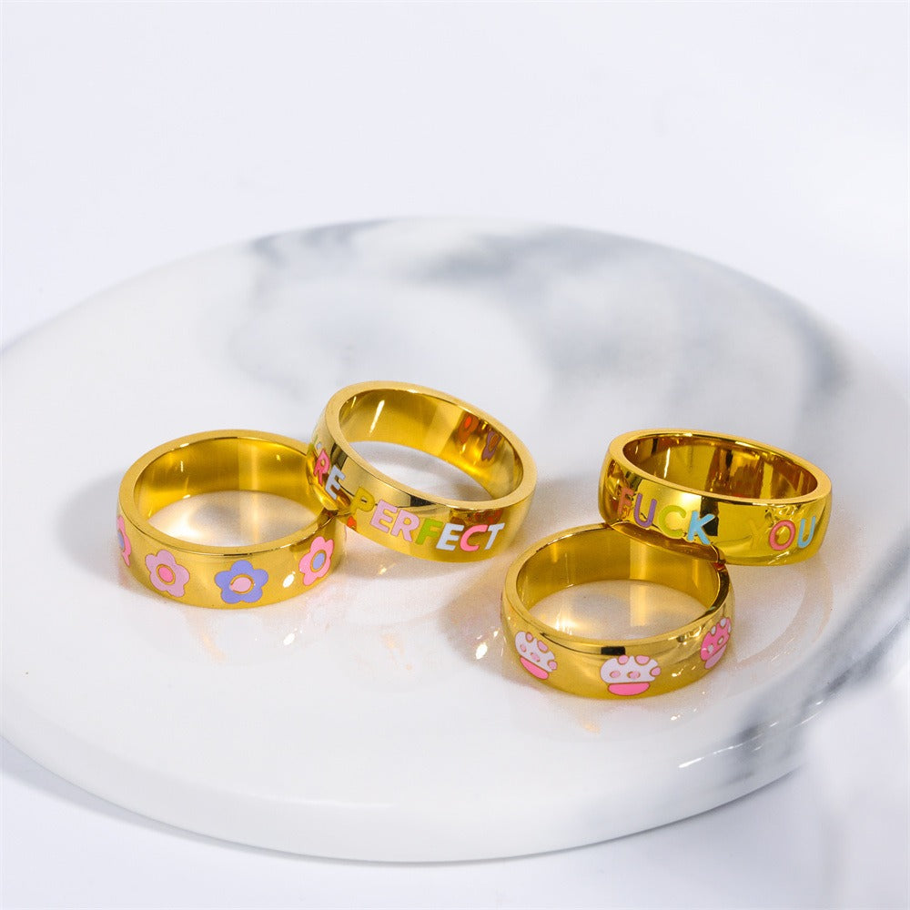 Letter Print Ring