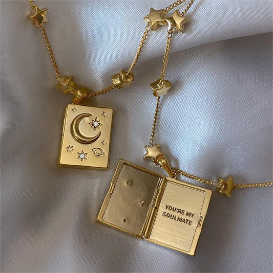 "You Are My Soul Mate" Openable Horoscope Book Necklace