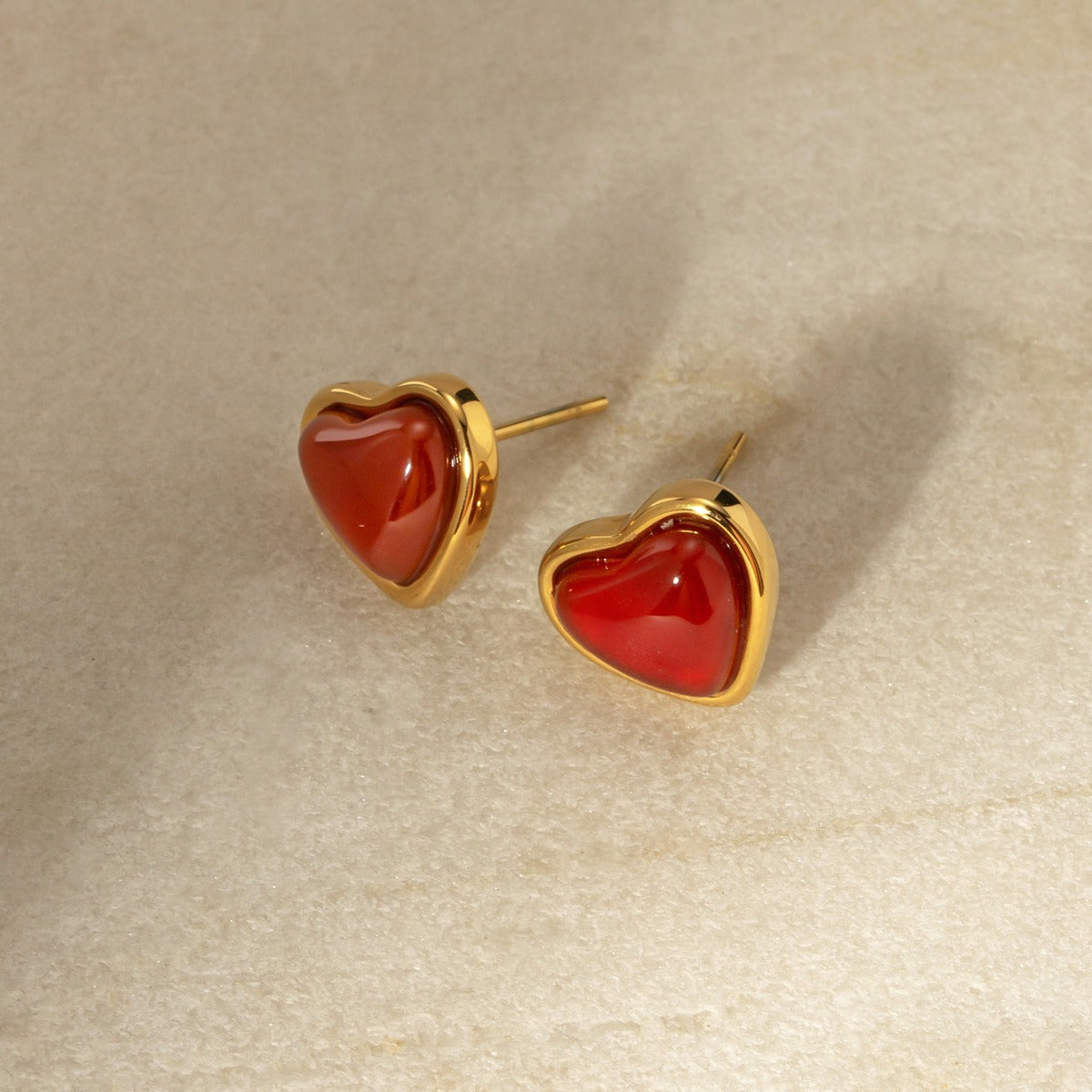 Carnelian Stone Heart Earrings