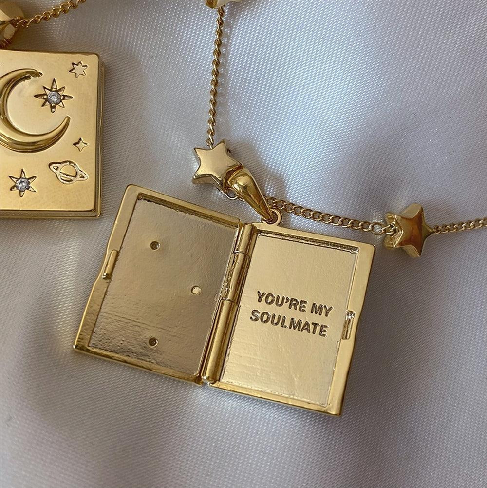 "You Are My Soul Mate" Openable Horoscope Book Necklace