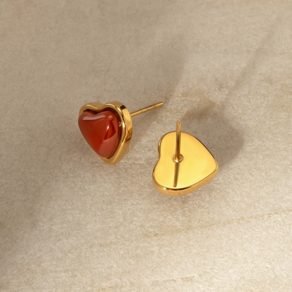 Carnelian Stone Heart Earrings