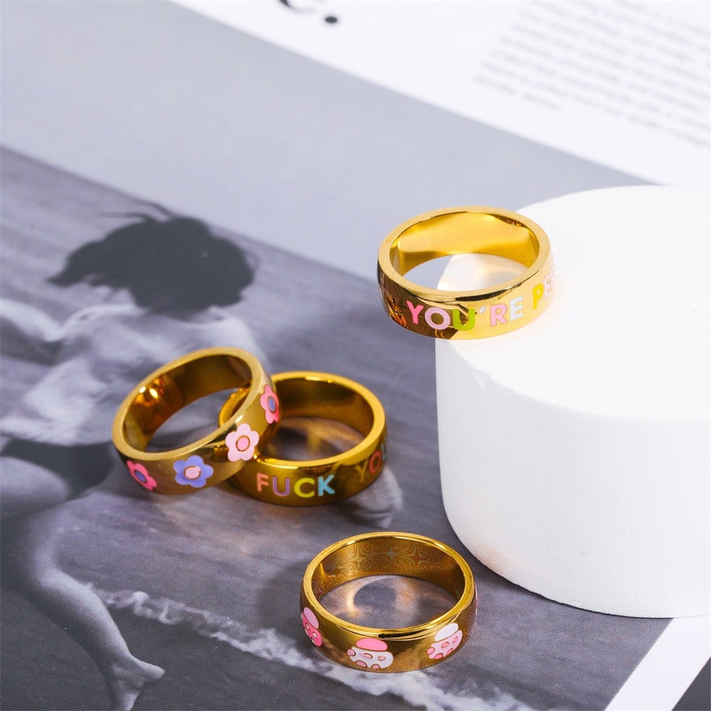 Letter Print Ring