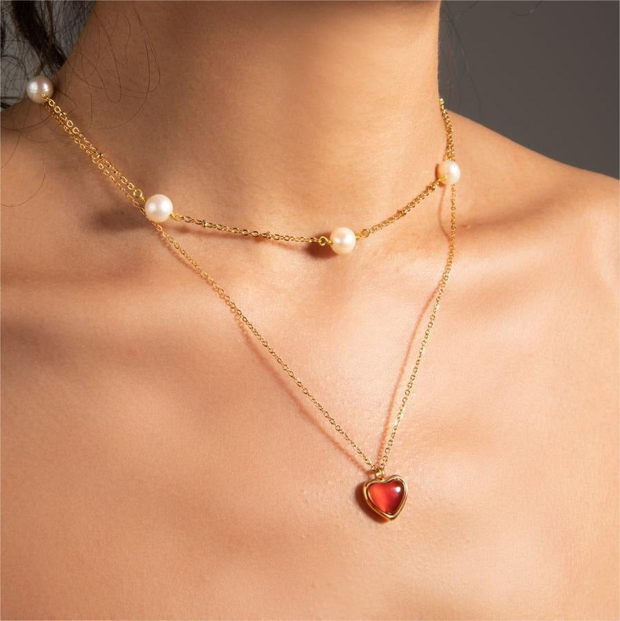 Carnelian Stone Heart Necklace