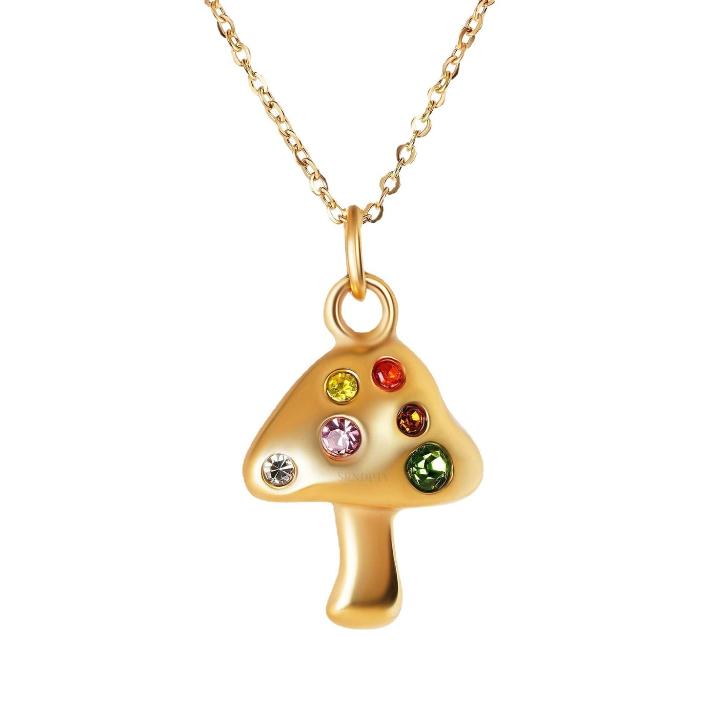 Mushroom Necklace Lucky Symbol Necklace Inlaid with Zirconia