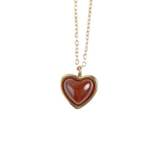 Carnelian Stone Heart Necklace