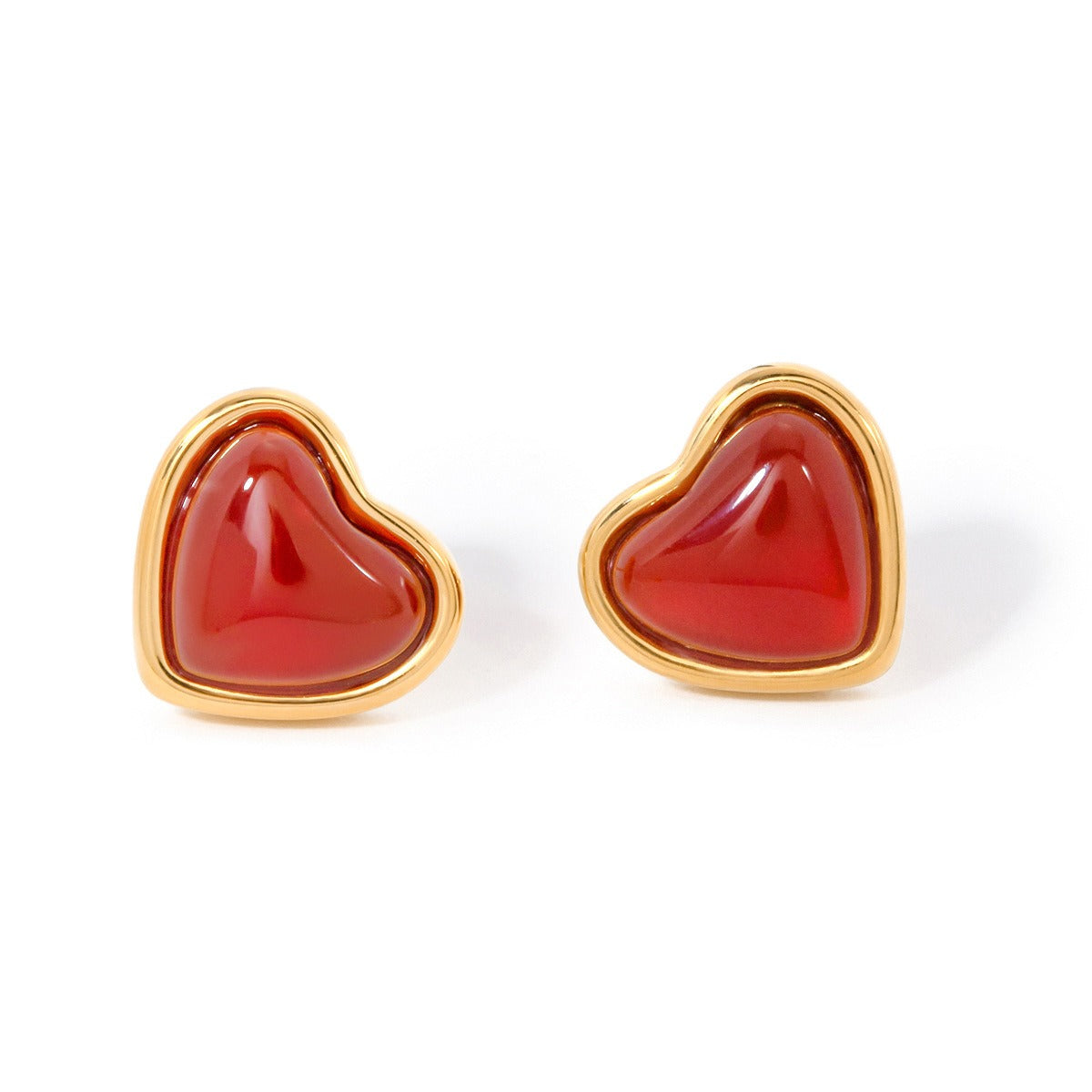 Carnelian Stone Heart Earrings