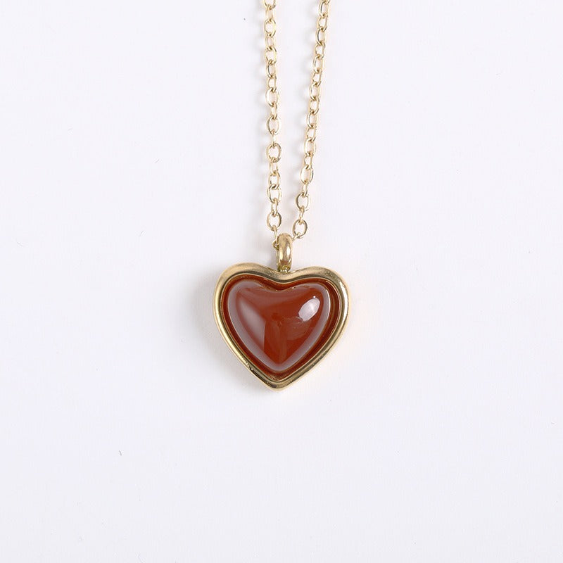 Carnelian Stone Heart Necklace