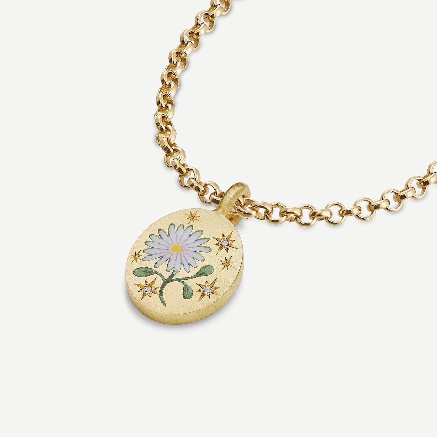 Hand-painted floral stainless steel necklace